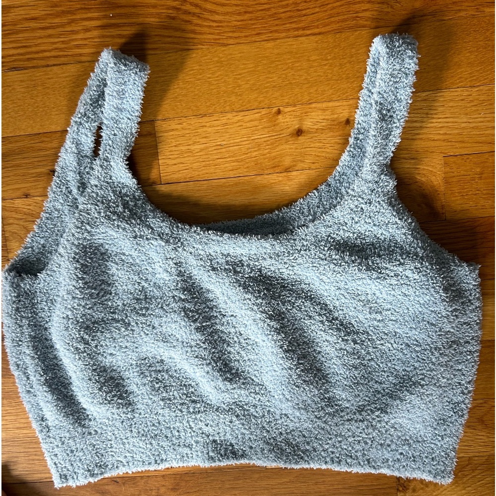 Fuzzy cropped pajama tank top
